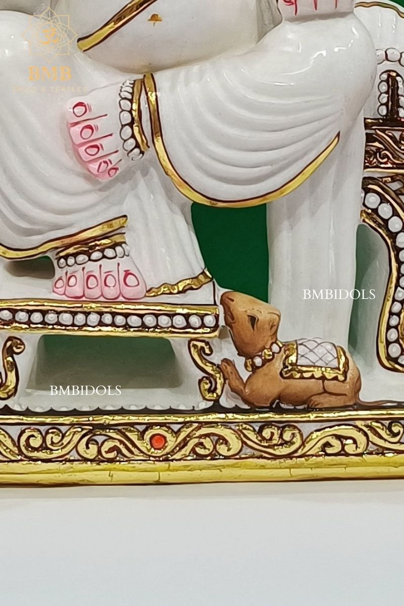 Marble Ganesh Statue made in Makrana Marble in 18inches