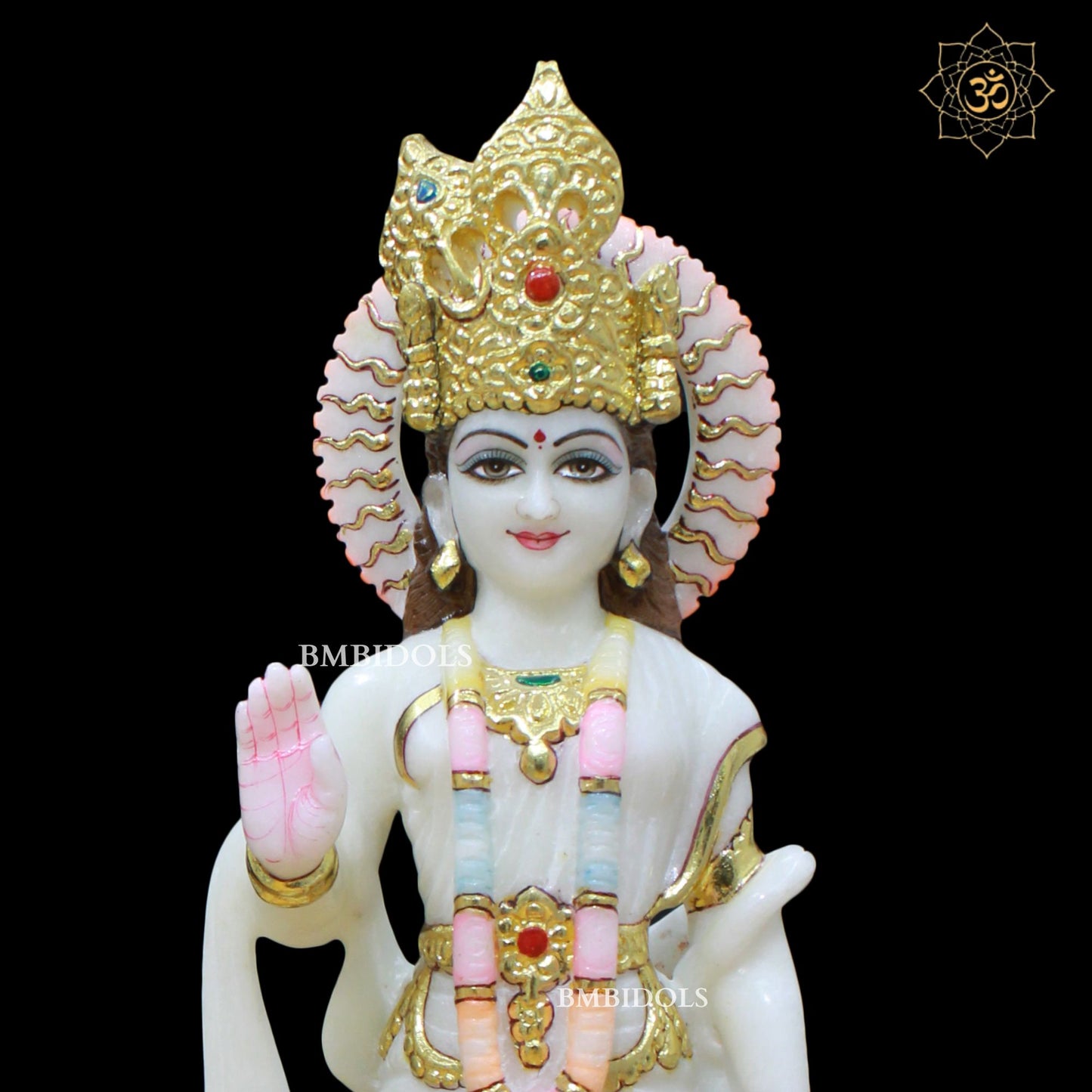 Marble Lakshmi Narayan Murti in 15inches with Full Goldwork