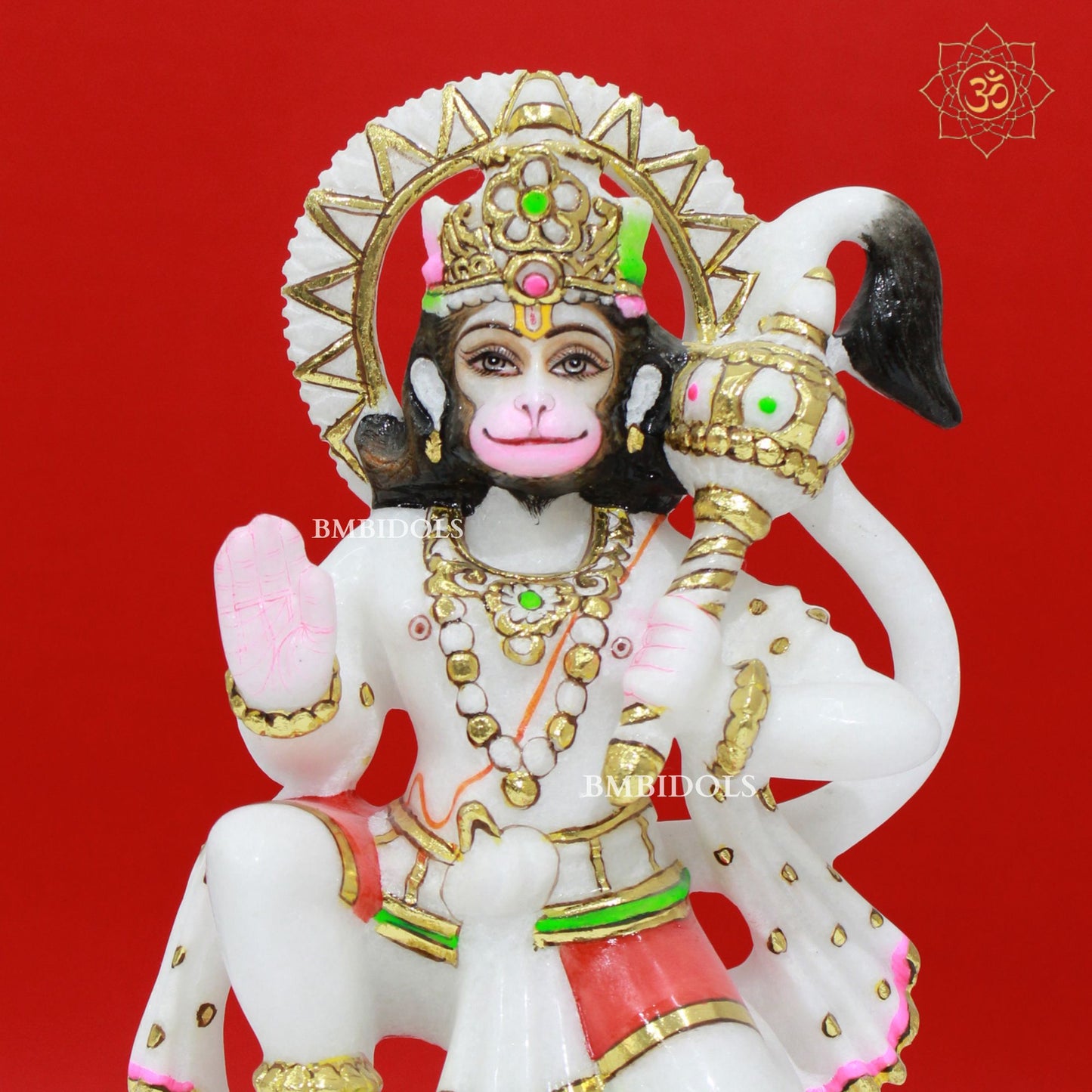 Ashirwad Marble Hanuman Statue in 9inches with Full Painting