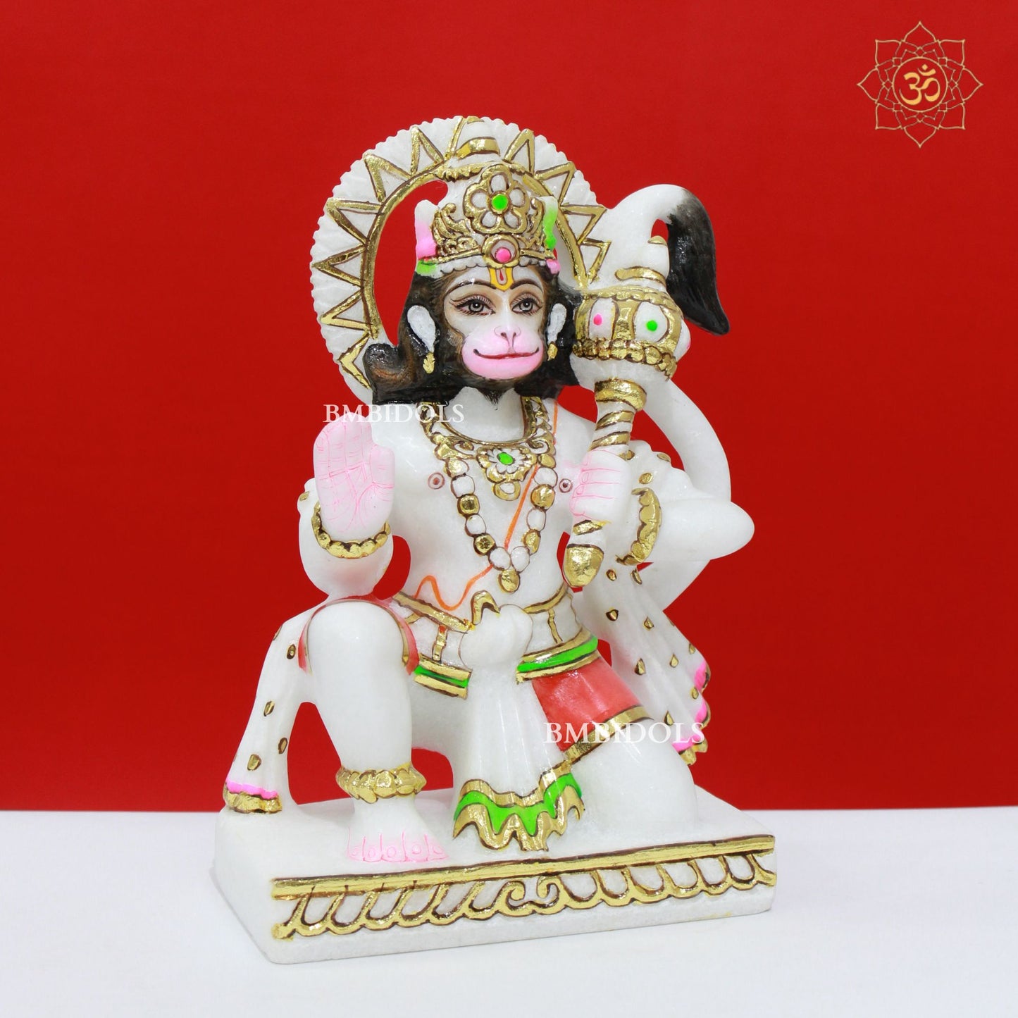 Ashirwad Marble Hanuman Statue in 9inches with Full Painting