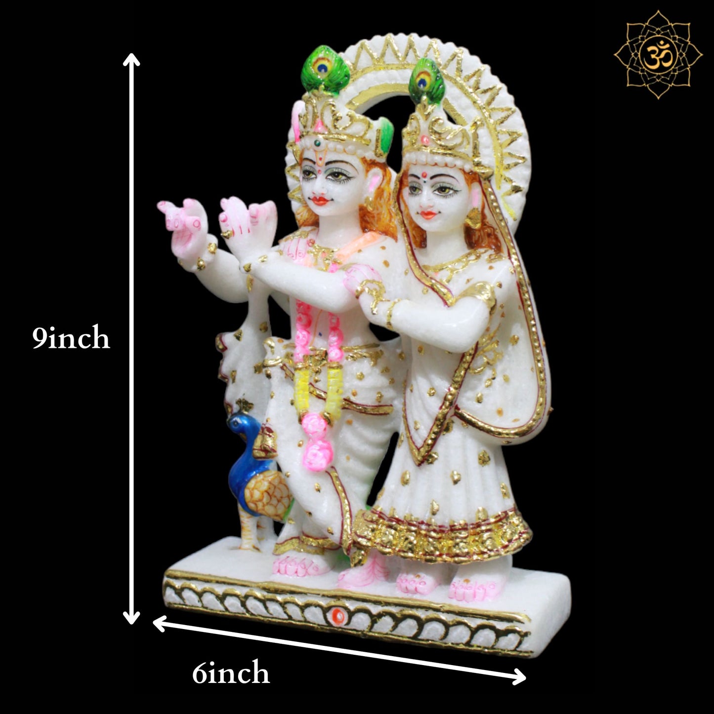 Jugal Radha Krishna Marble Statue for Homes and Temples in 9inches