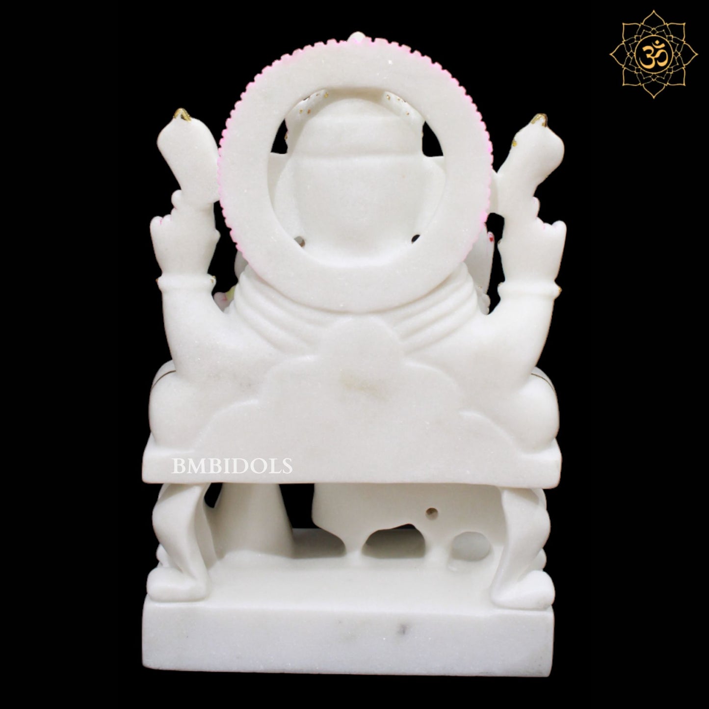 White Marble Ganpati Murti in 15inches with Full Goldwork