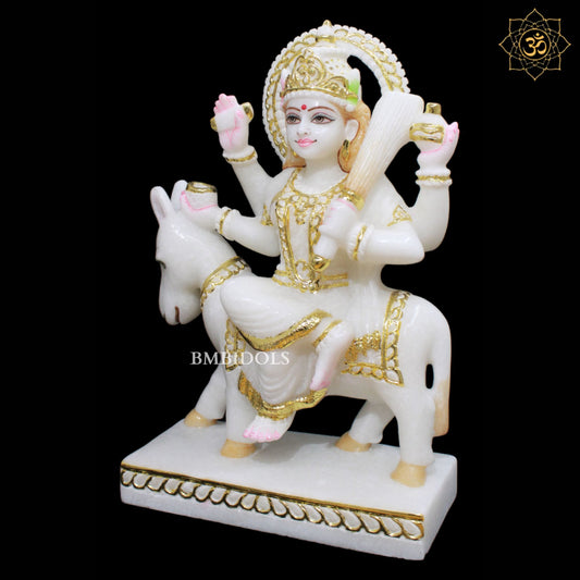 Sheetala Mata Marble Murti sitting on the Animal in Makrana Marble