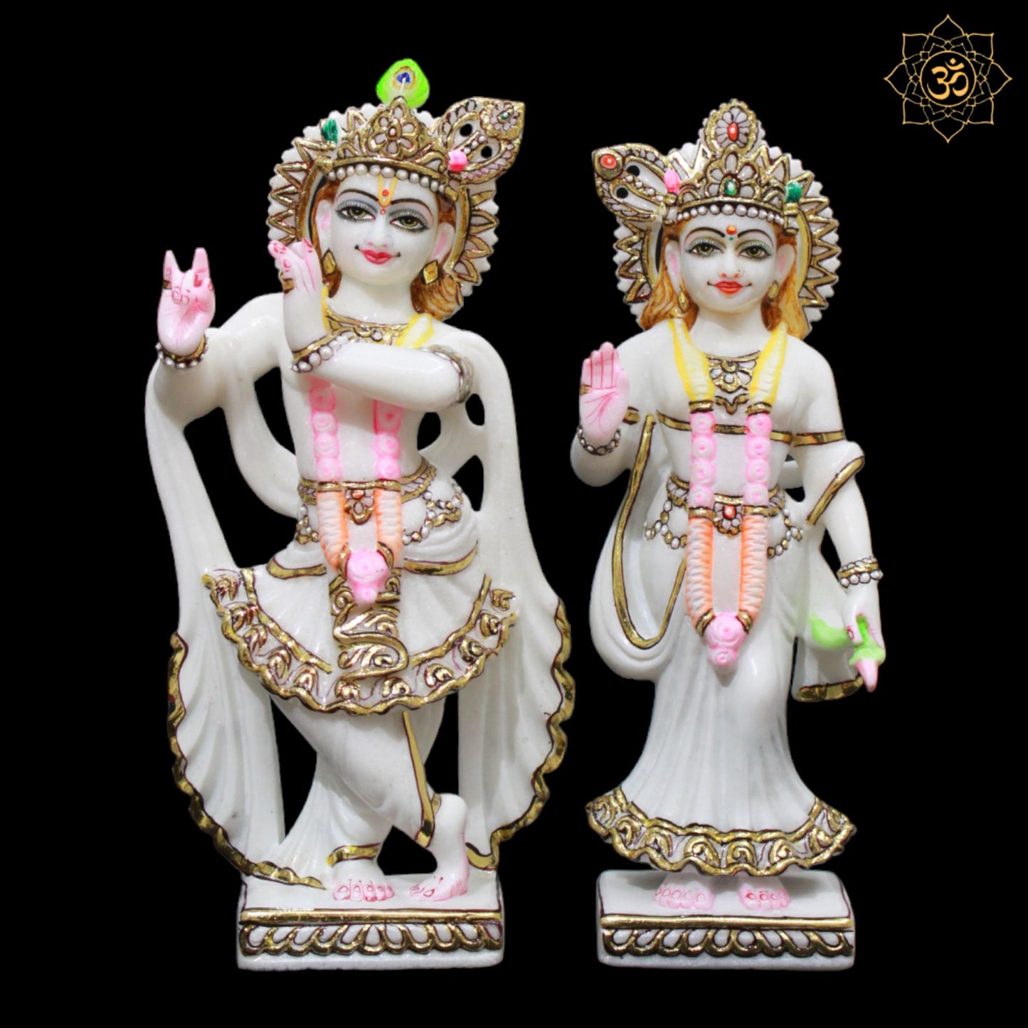 White Marble Radha Krishna Murti in Small Size for Homes