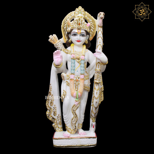 White Marble Ram Darbar Murti in 15inches in Amboze for Homes and Temples