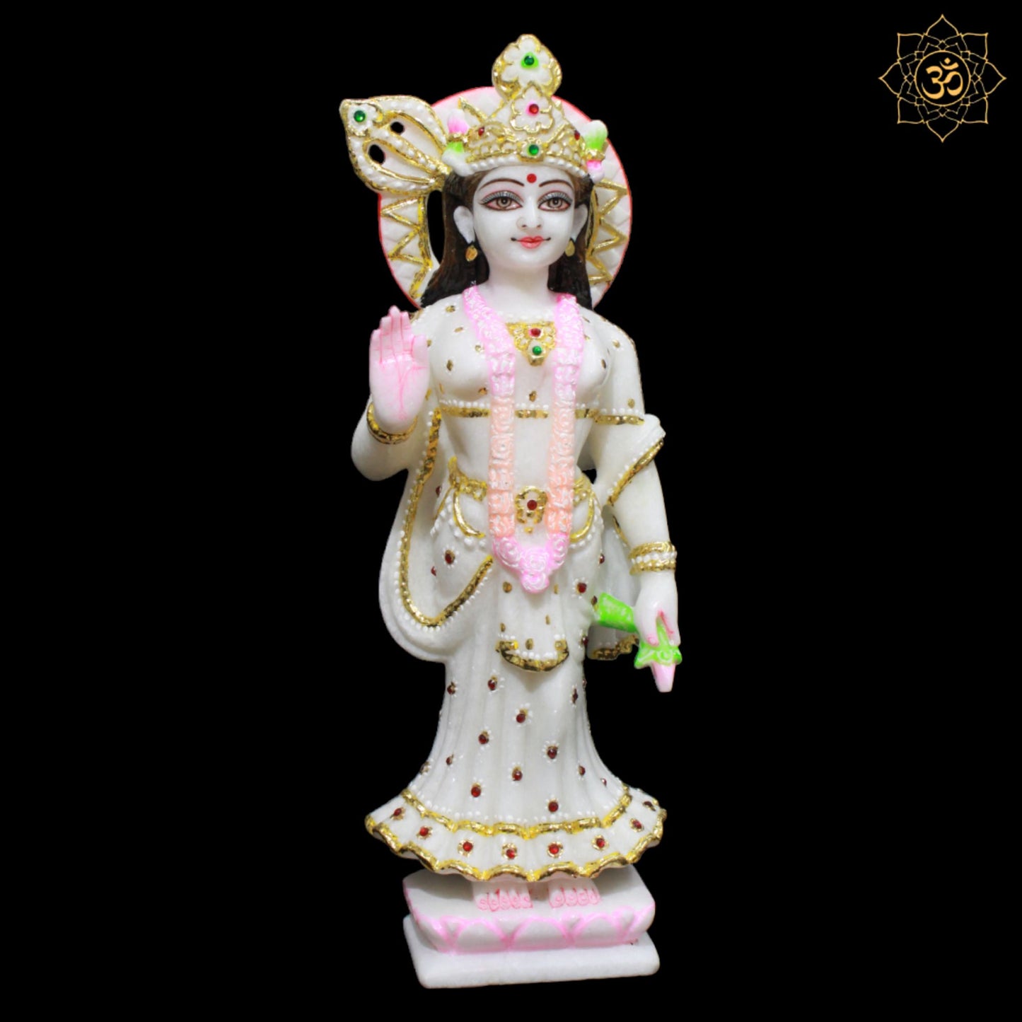 White Feather Radha Krishna Marble Murti for Homes and Temples in 15inches