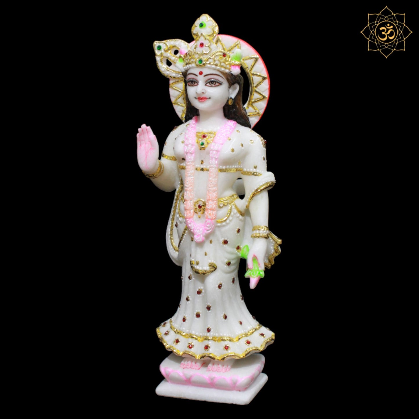 White Feather Radha Krishna Marble Murti for Homes and Temples in 15inches