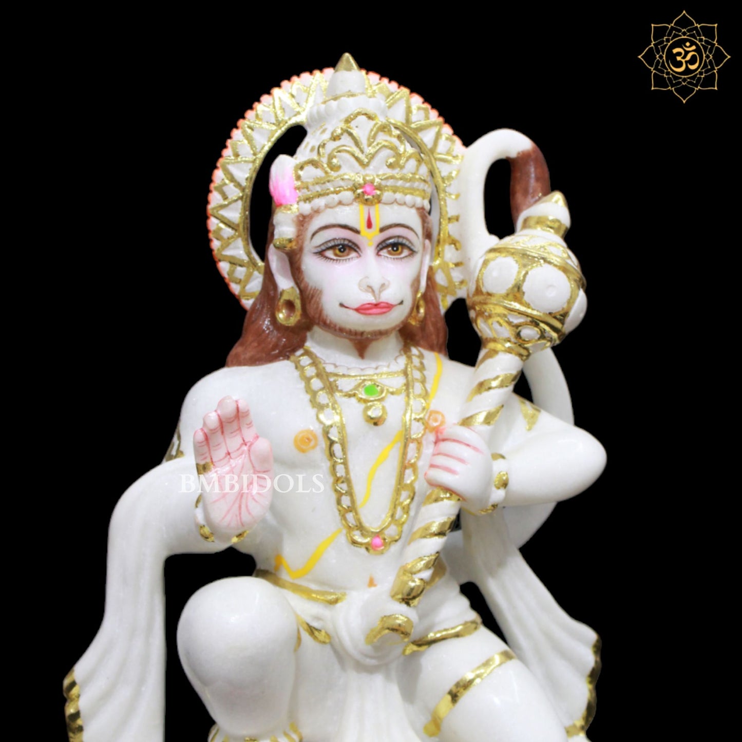 1Feet Marble Hanuman Murti for Homes and Temples in Makrana Marble