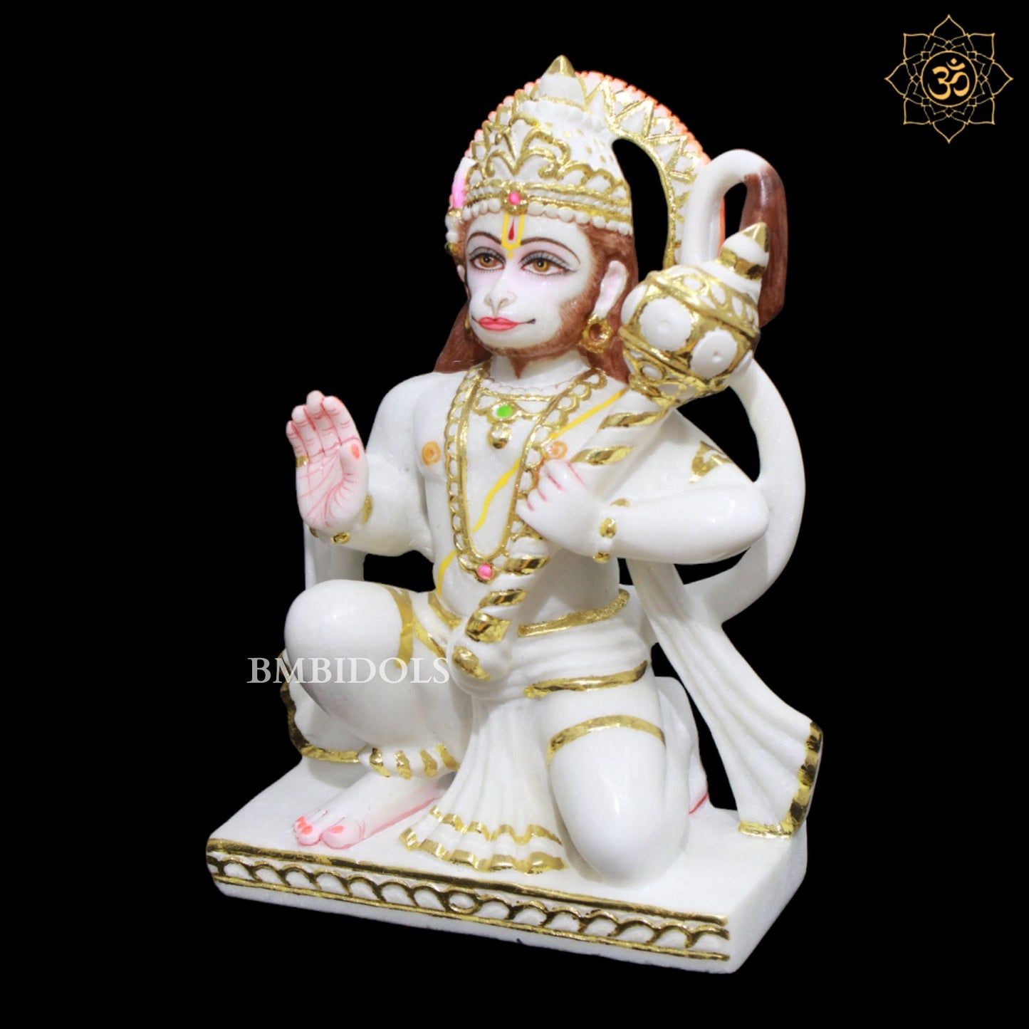 1Feet Marble Hanuman Murti for Homes and Temples in Makrana Marble