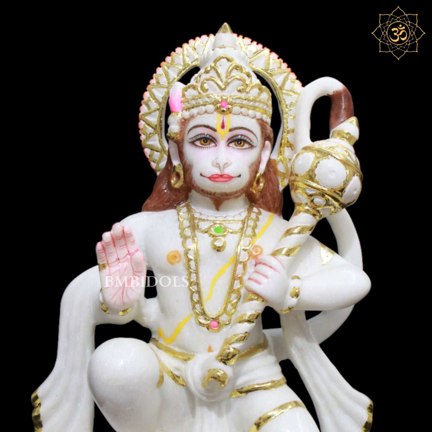 1Feet Marble Hanuman Murti for Homes and Temples in Makrana Marble