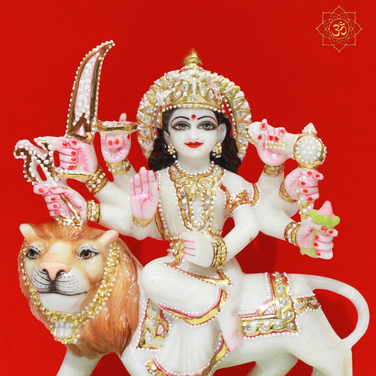 Small Durga maa Marble Murti for Homes and Temples in 9inches