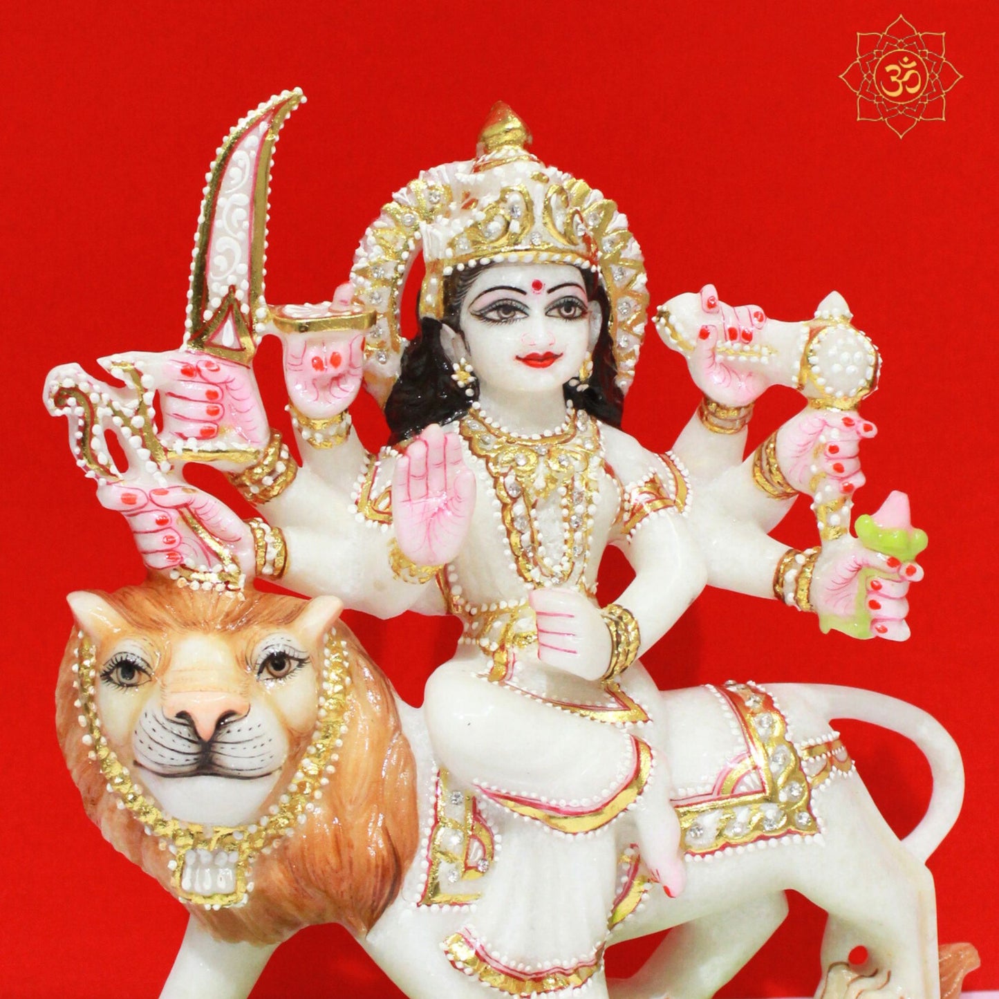 Small Durga maa Marble Murti for Homes and Temples in 9inches