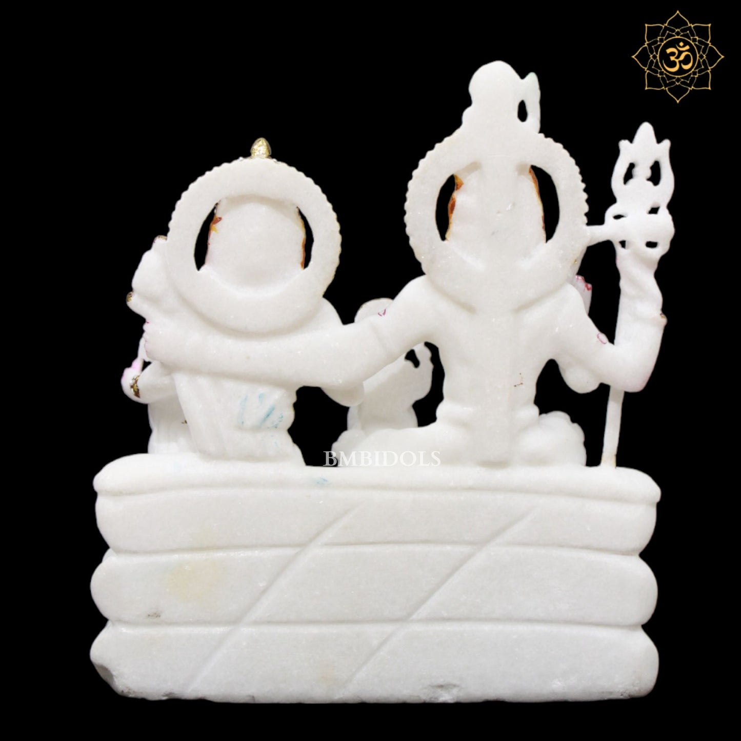 Shiv Parivati Marble Murti in 9inches for Homes and Temples