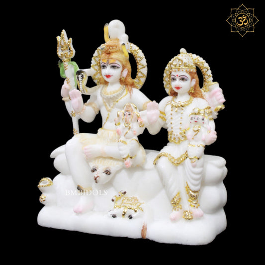 Marble Shiva Parivar Murti for Home Temples in Gold work