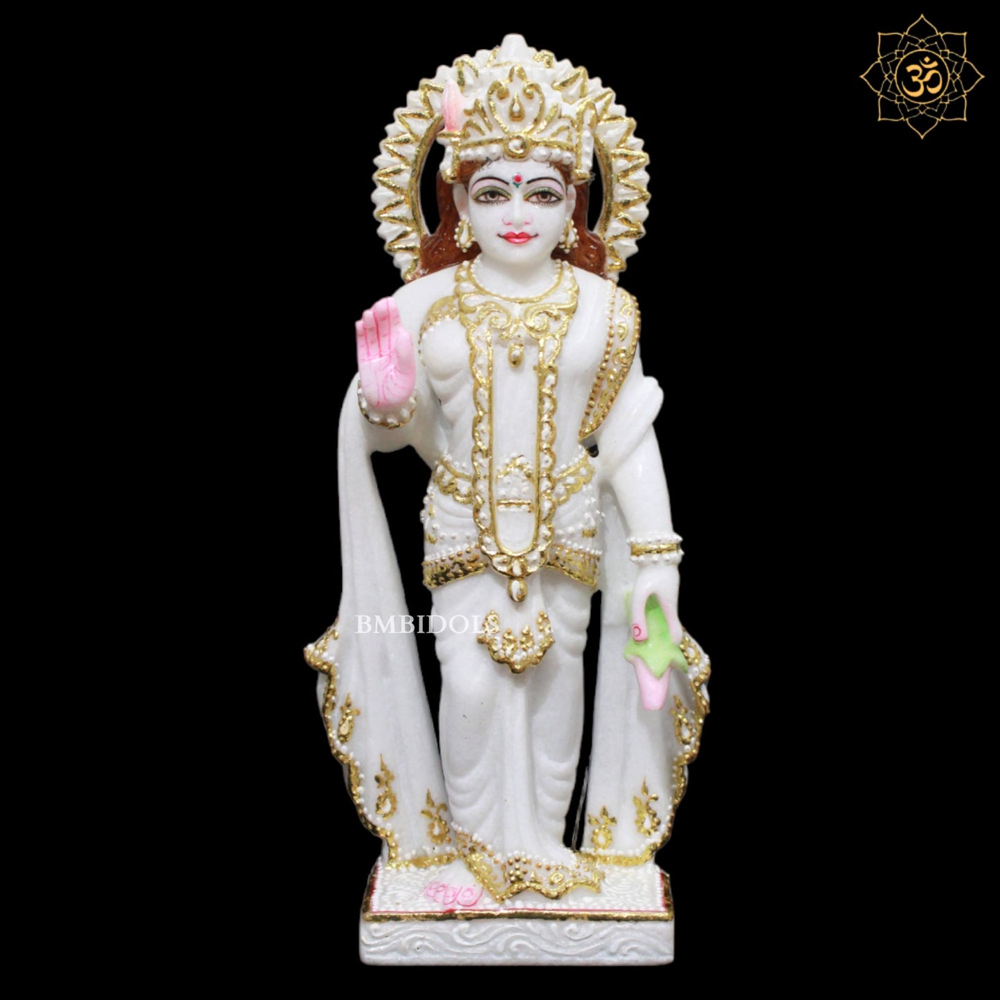 White Makrana Marble Ram Darbar Murti for Homes and Temples in 1feet