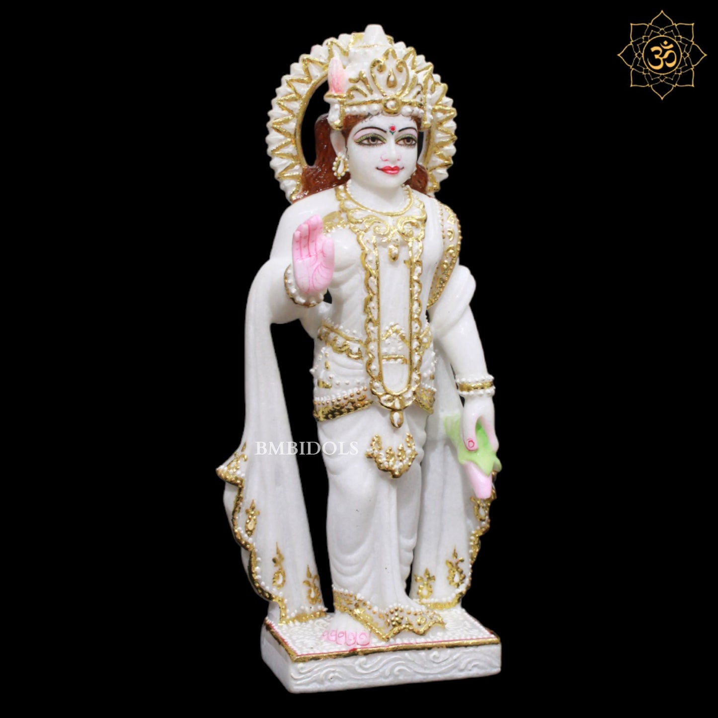 White Makrana Marble Ram Darbar Murti for Homes and Temples in 1feet