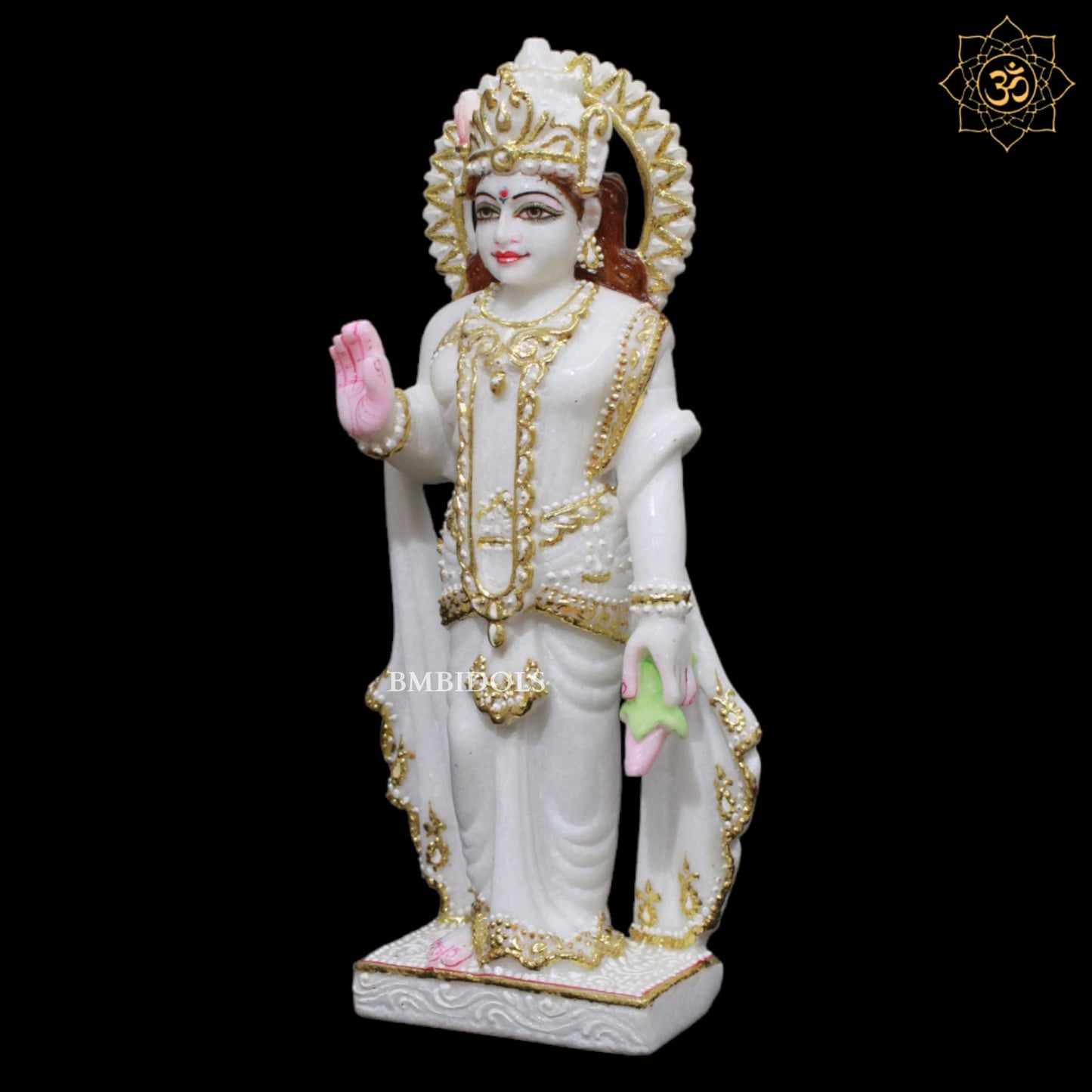 White Makrana Marble Ram Darbar Murti for Homes and Temples in 1feet