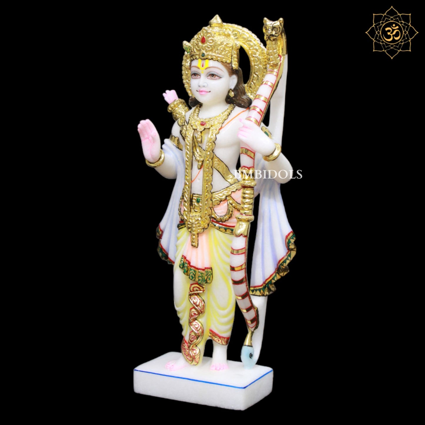 Ram Darbar Marble Murti made in Makrana Marble in Full Colour in 15inches