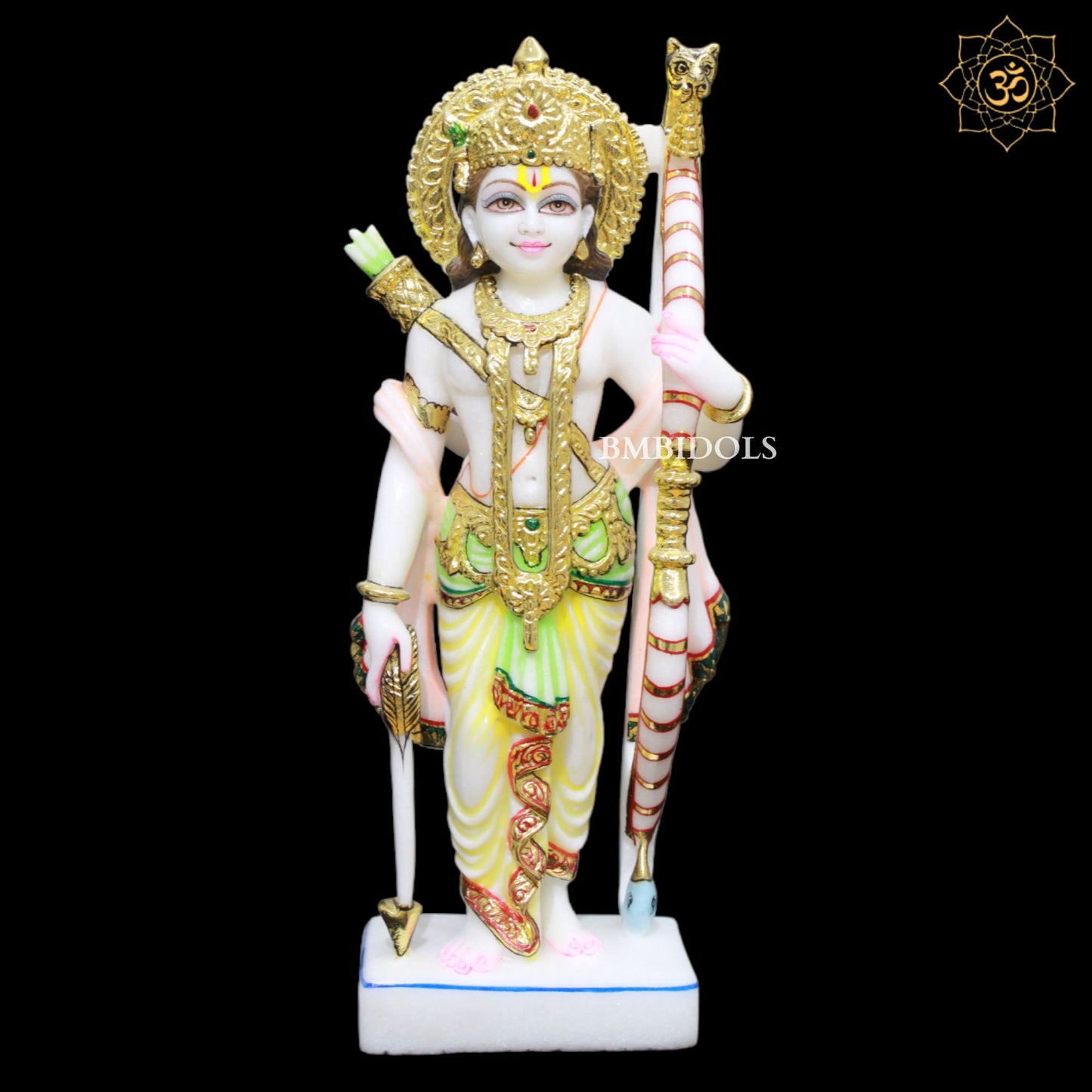 Ram Darbar Marble Murti made in Makrana Marble in Full Colour in 15inches