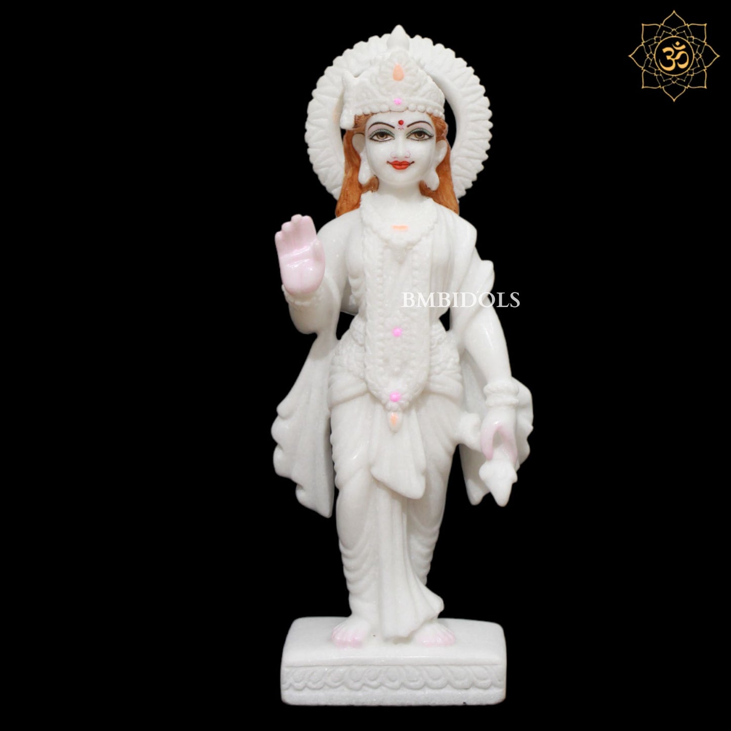 White Marble Ram Darbar Murti in 15inches for Homes and Temples