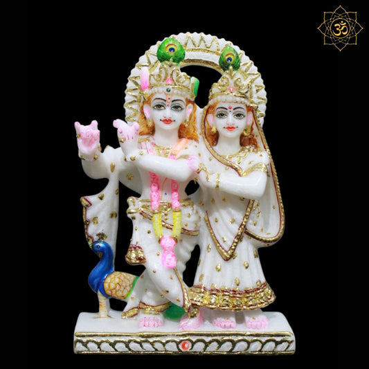 Jugal Radha Krishna Marble Statue for Homes and Temples in 9inches