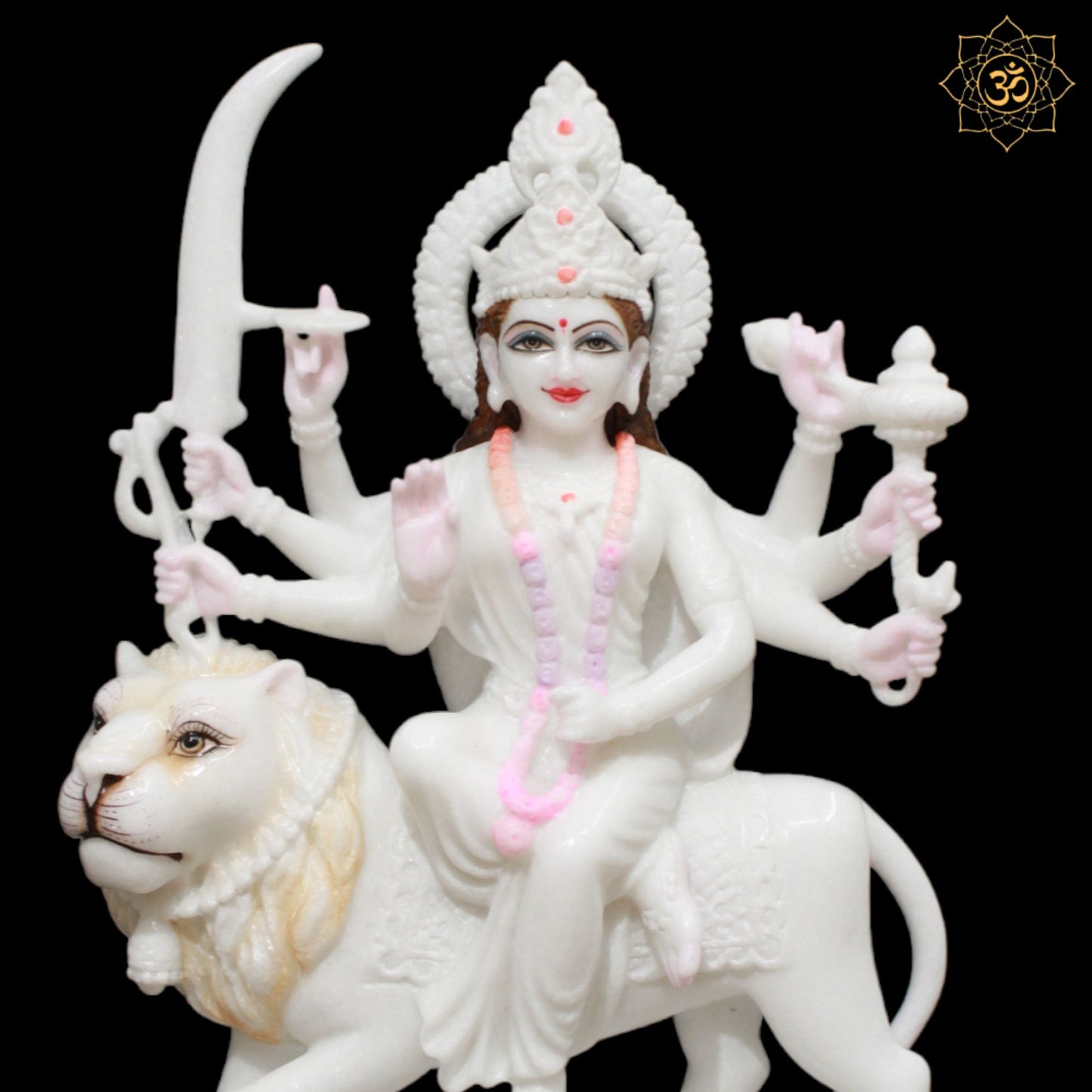 White Durga Marble Murti for Homes and Temples in 18inches