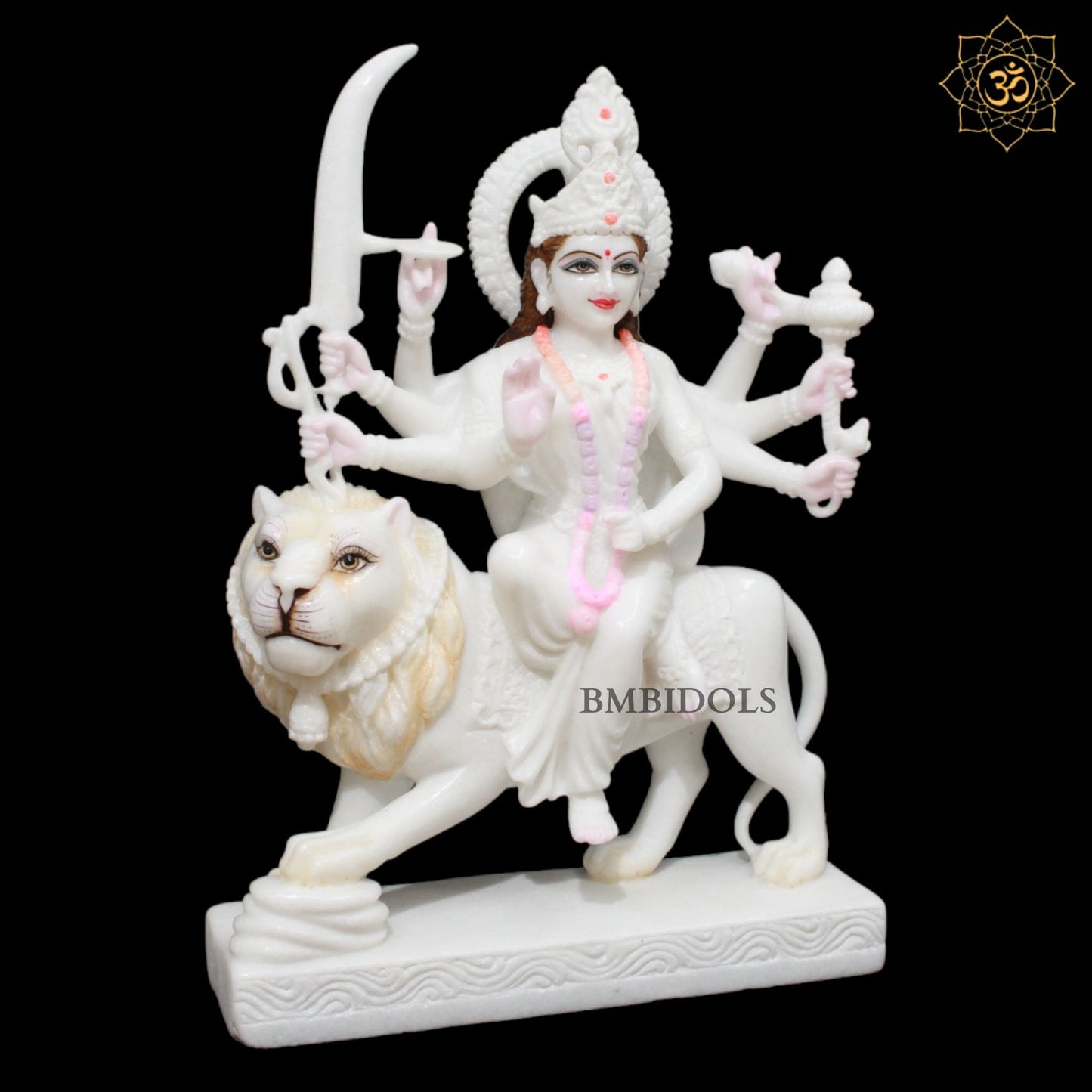 White Durga Marble Murti for Homes and Temples in 18inches