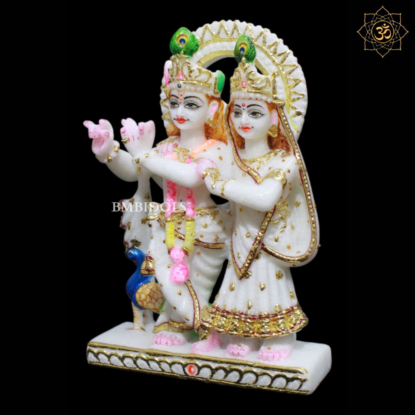 Jugal Radha Krishna Marble Statue for Homes and Temples in 9inches