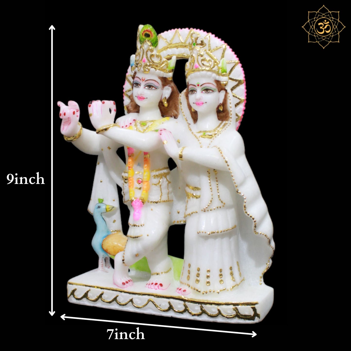 Jugal Radha Krishna Marble Murti in 9inches for Homes and Temples