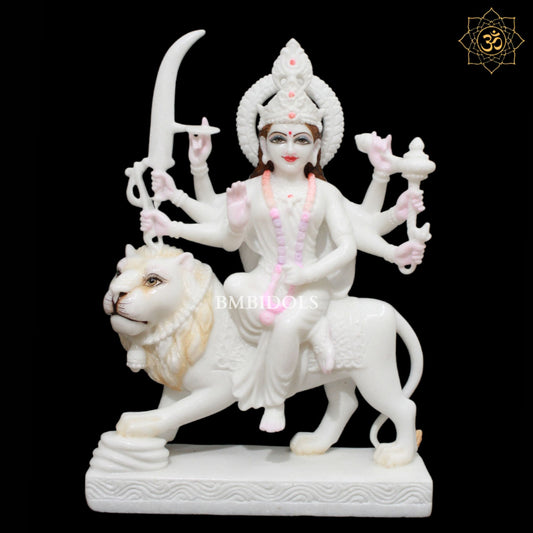 White Durga Marble Murti for Homes and Temples in 18inches