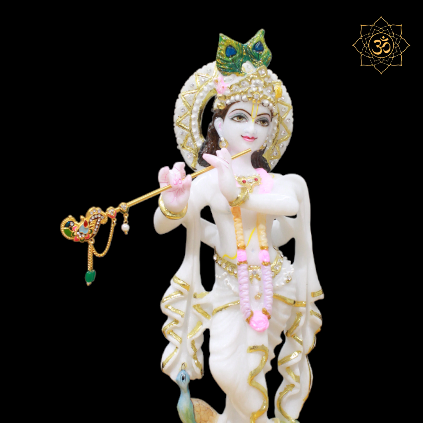 Marble Krishna Murti designed in 15inches for Home Temples