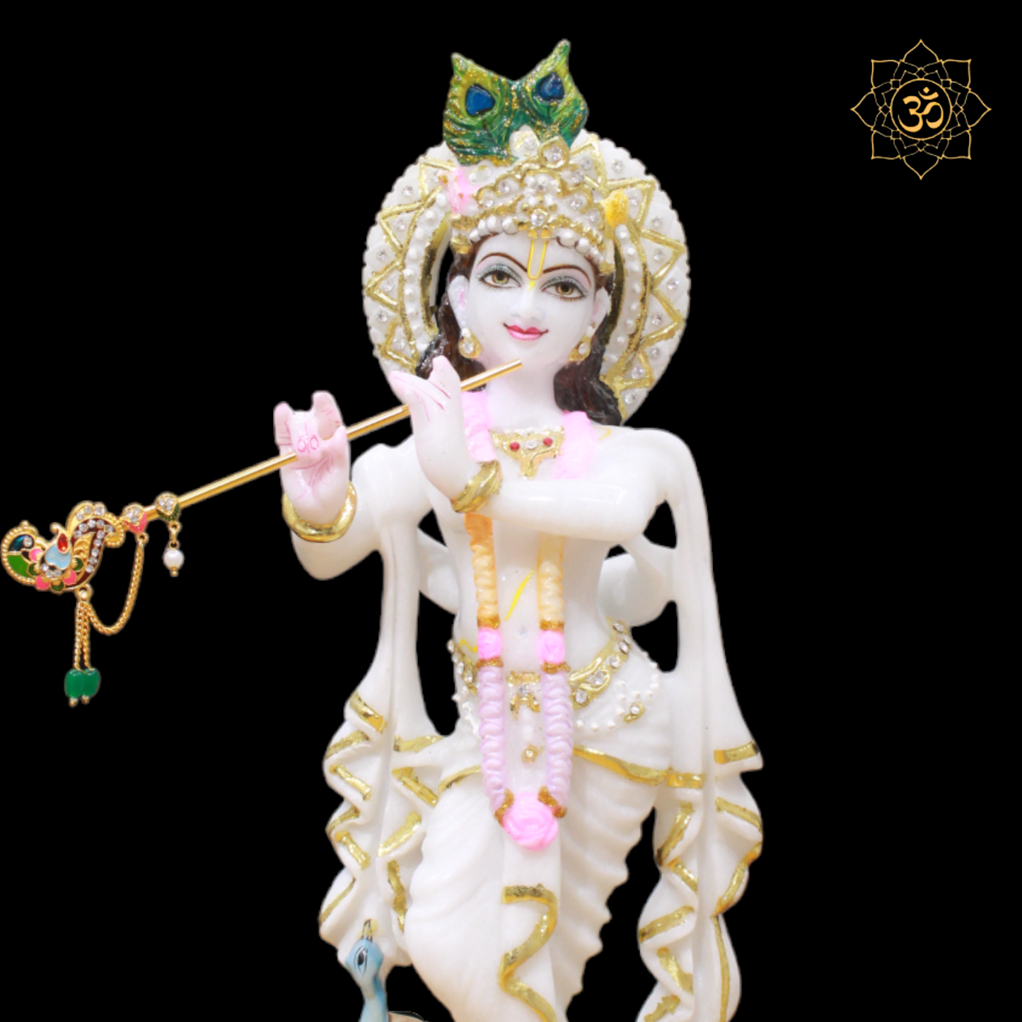 Marble Krishna Murti designed in 15inches for Home Temples