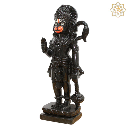 Black Stone Ashirwad Hanuman Murti for Homes and Temples