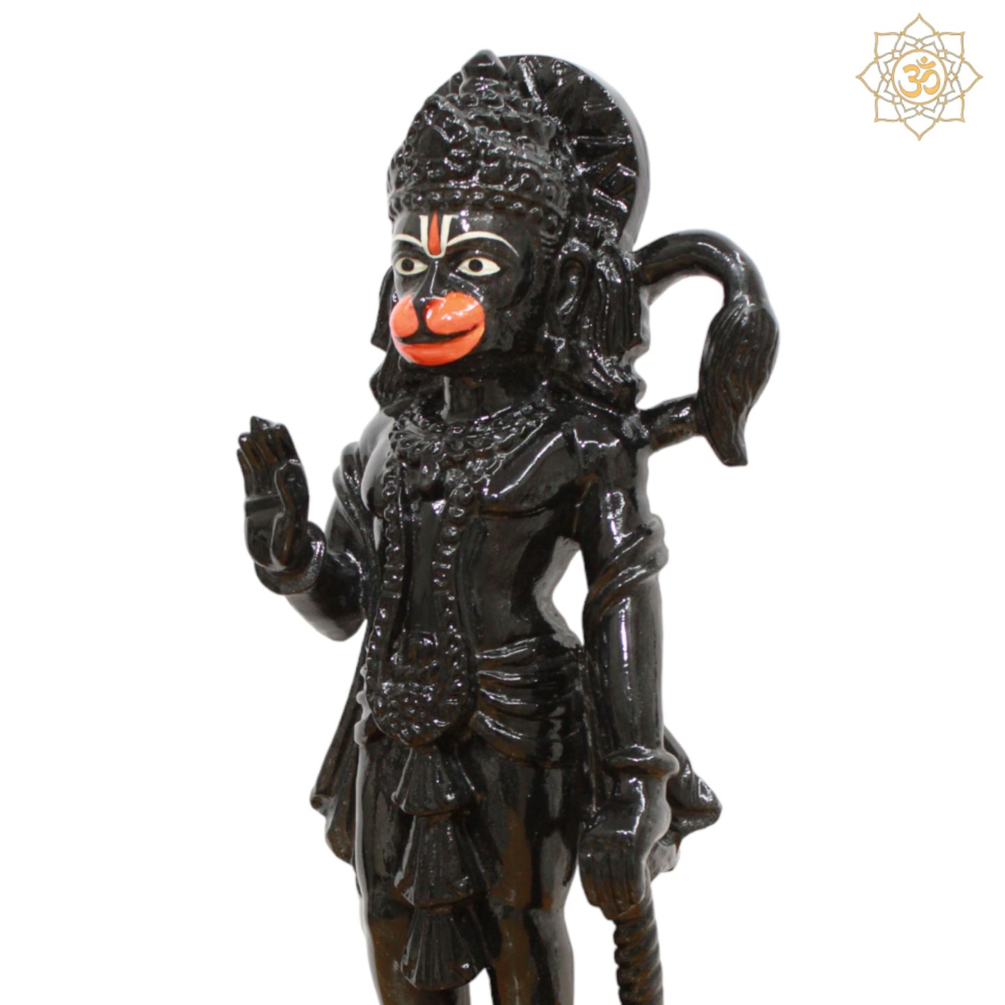 Black Stone Ashirwad Hanuman Murti for Homes and Temples