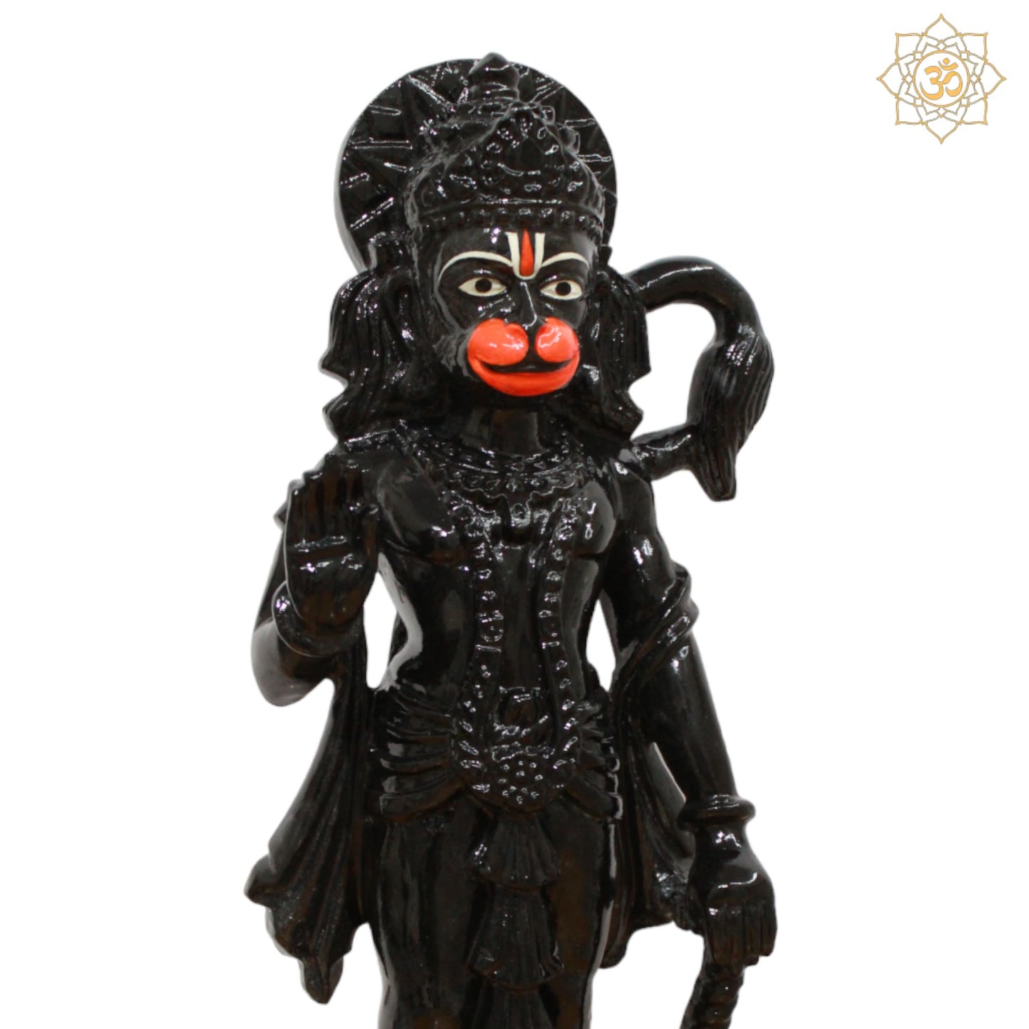 Black Stone Ashirwad Hanuman Murti for Homes and Temples