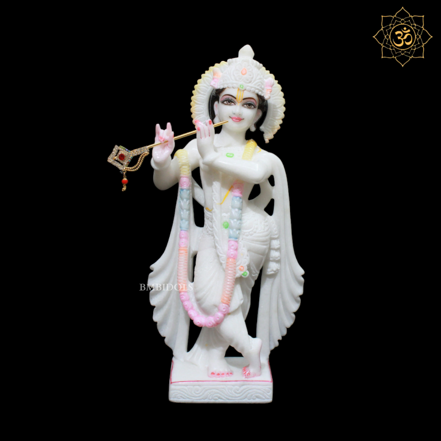 Pure White Marble Radha Krishna Murti made in Makrana Marble in 15inches