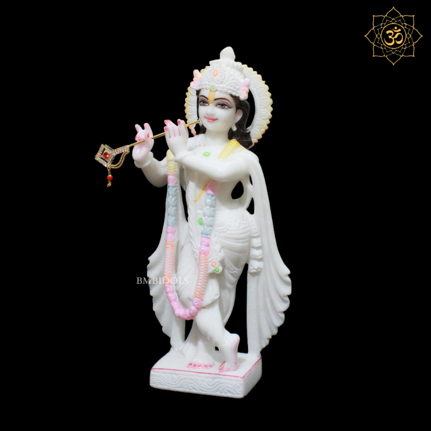 Pure White Marble Radha Krishna Murti made in Makrana Marble in 15inches