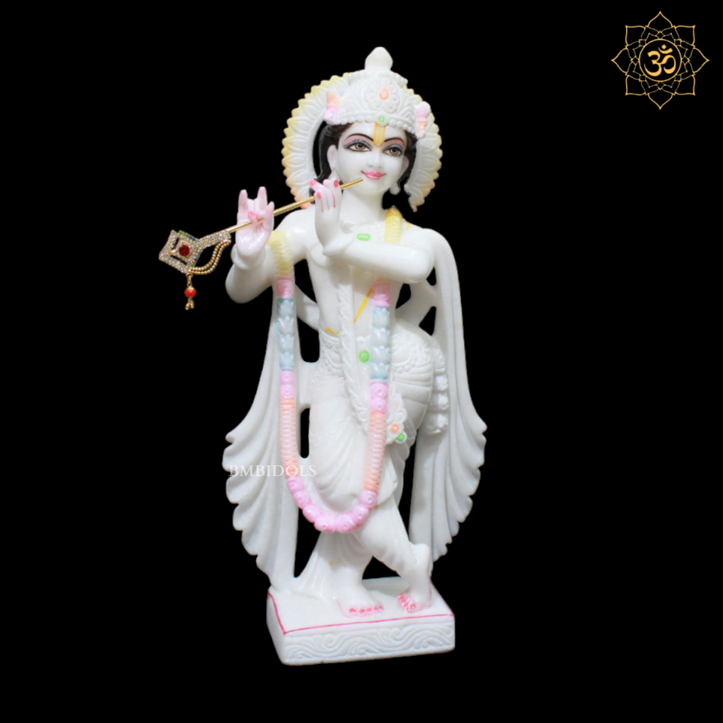 Pure White Marble Radha Krishna Murti made in Makrana Marble in 15inches