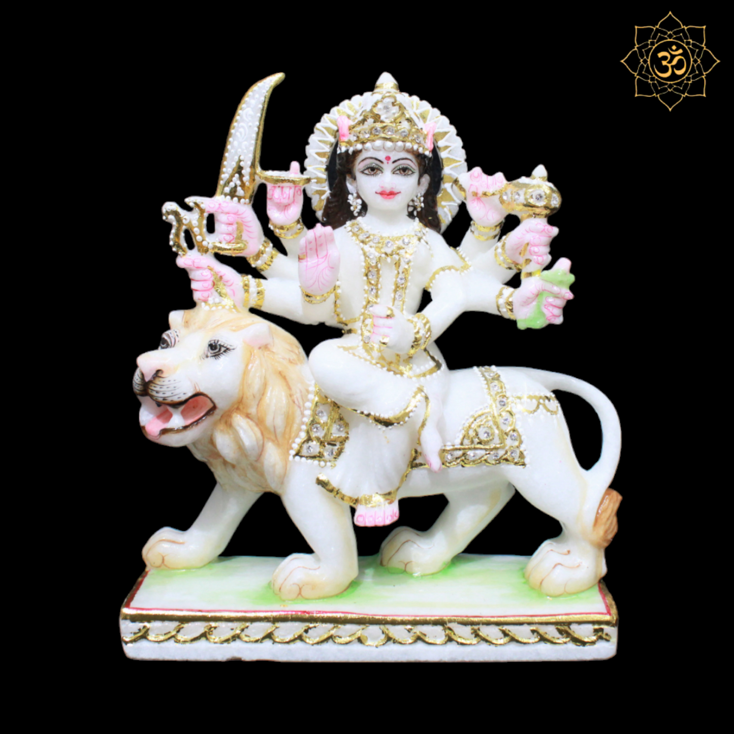 Small White Marble Durga Maa Murti in 9inch