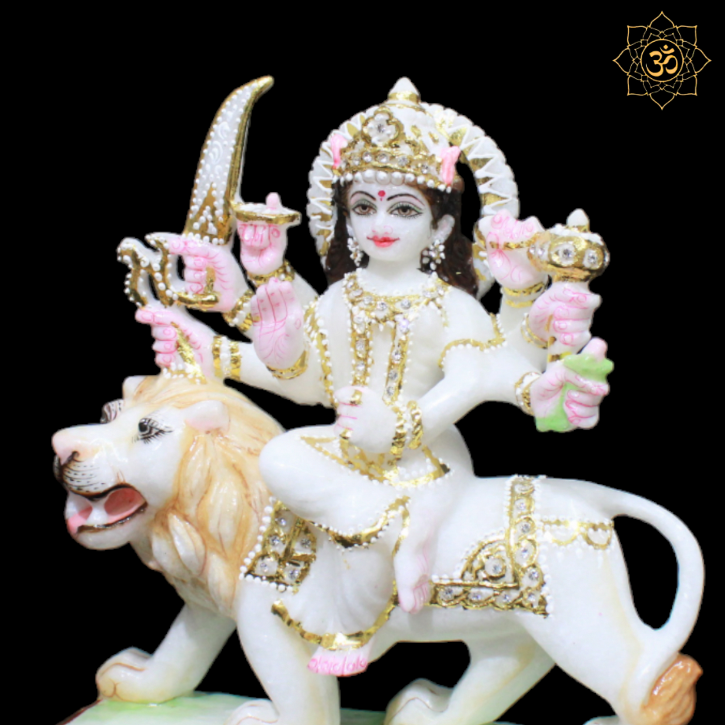 Small White Marble Durga Maa Murti in 9inch