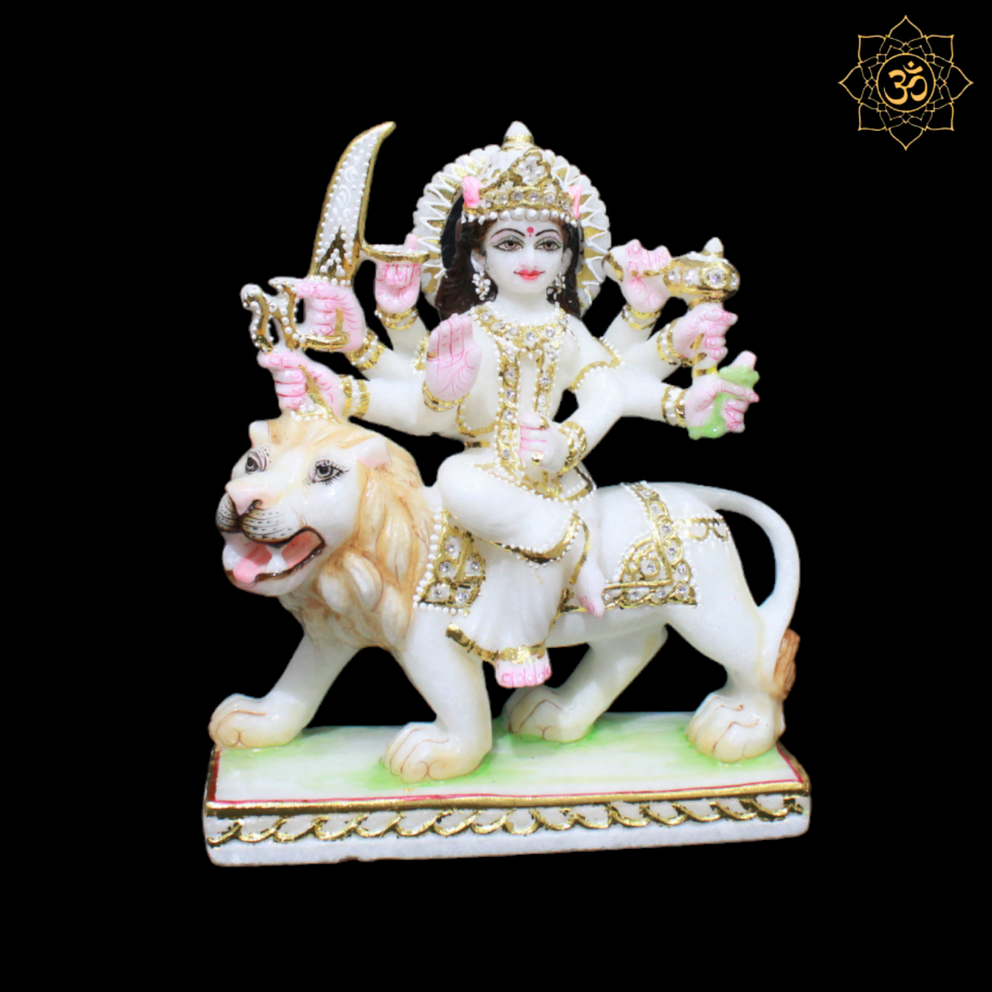 Small White Marble Durga Maa Murti in 9inch