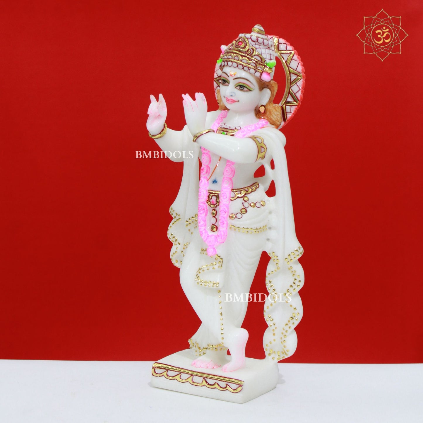 Double Feather Marble Radha Krishna Murti made in 12inch