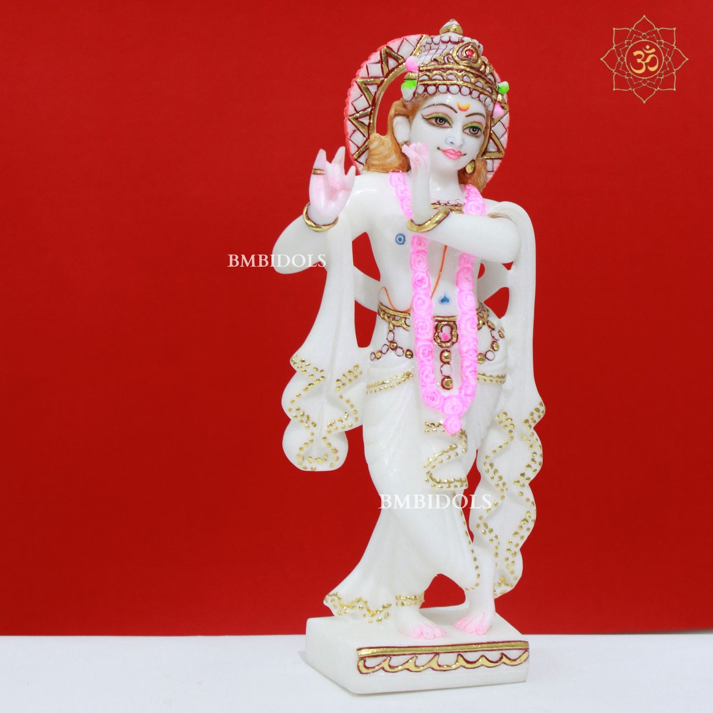 Double Feather Marble Radha Krishna Murti made in 12inch