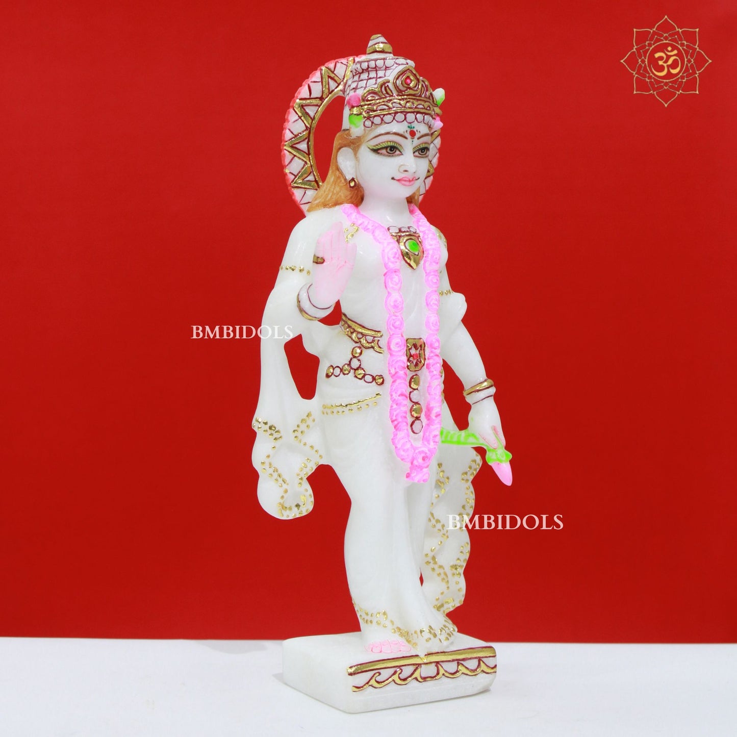 Double Feather Marble Radha Krishna Murti made in 12inch