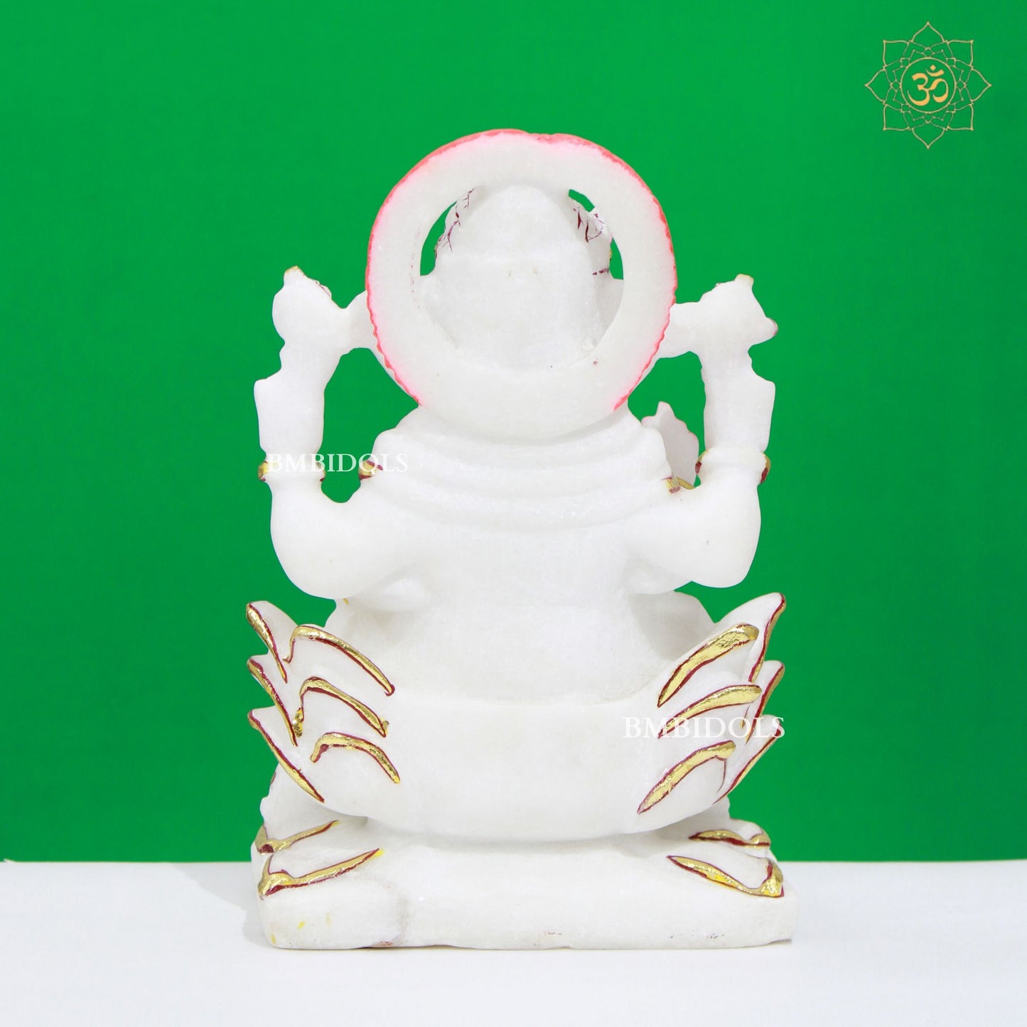 White Marble Ganesh Lakshmi Statue in Makrana Marble in 9inches