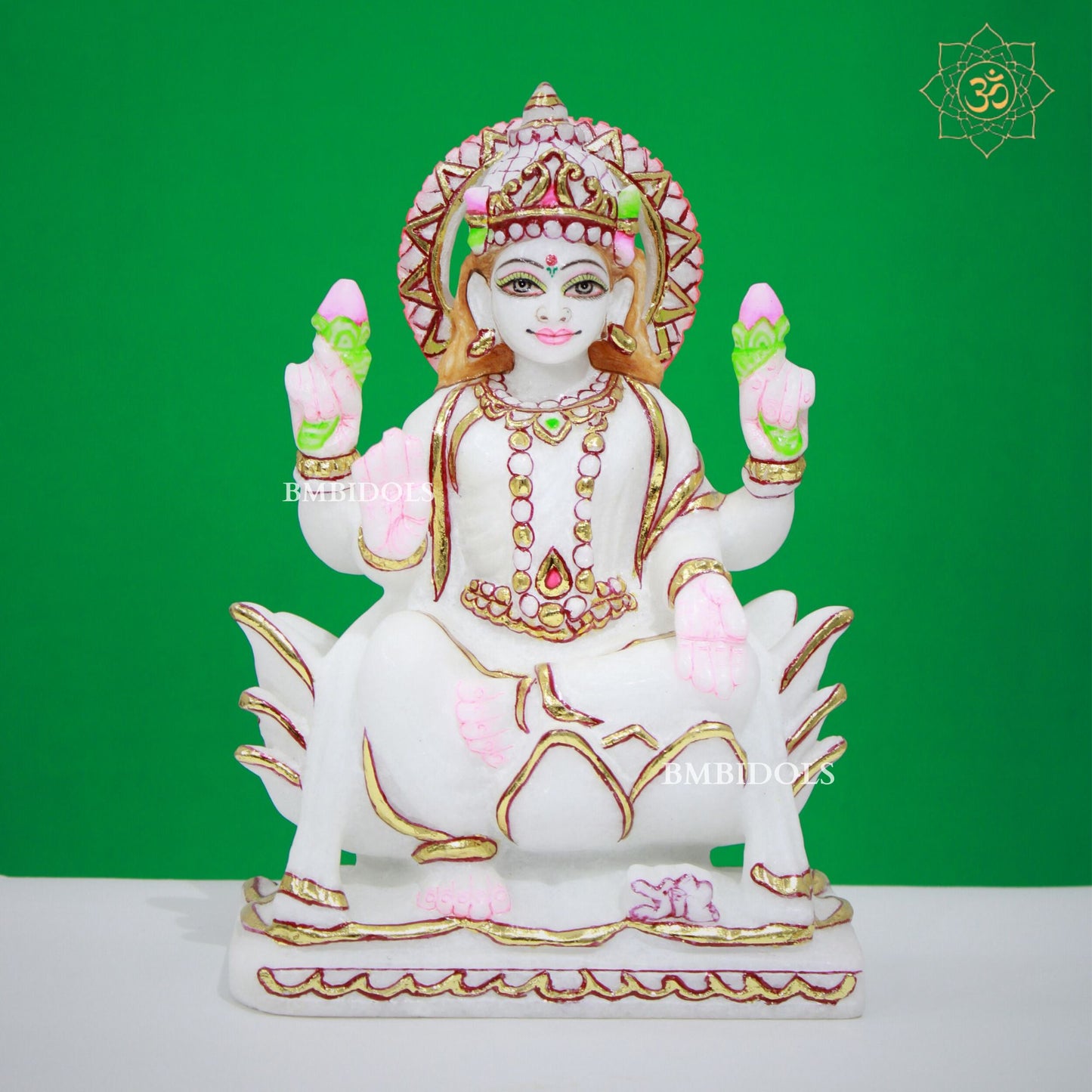 White Marble Ganesh Lakshmi Statue in Makrana Marble in 9inches