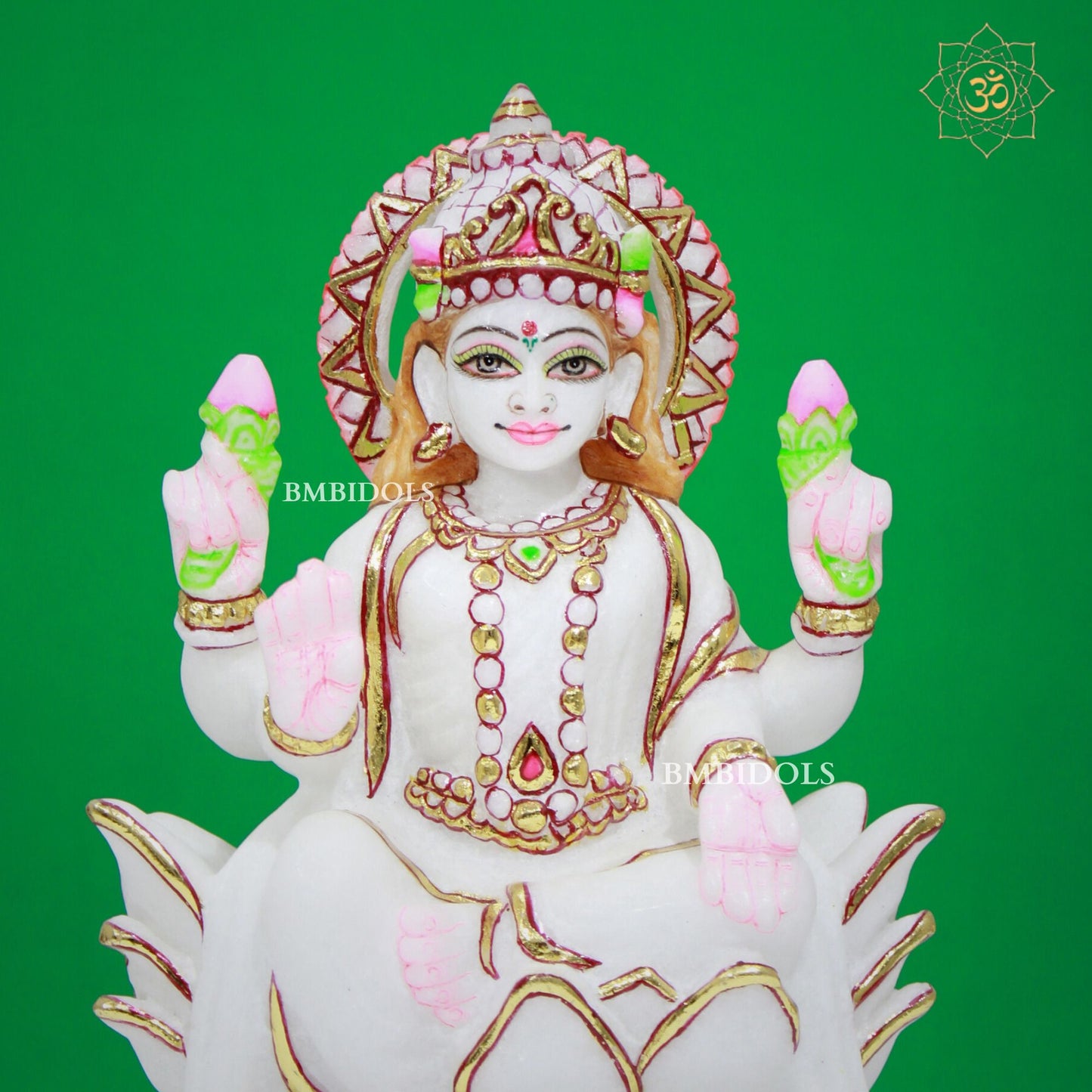 White Marble Ganesh Lakshmi Statue in Makrana Marble in 9inches