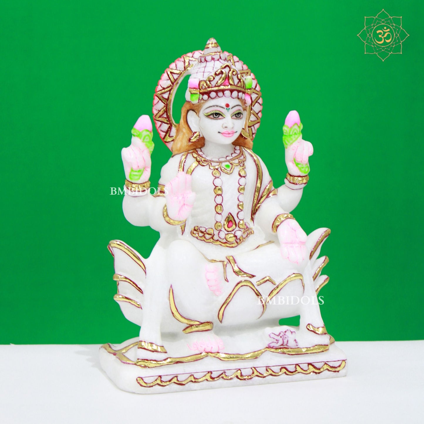 White Marble Ganesh Lakshmi Statue in Makrana Marble in 9inches