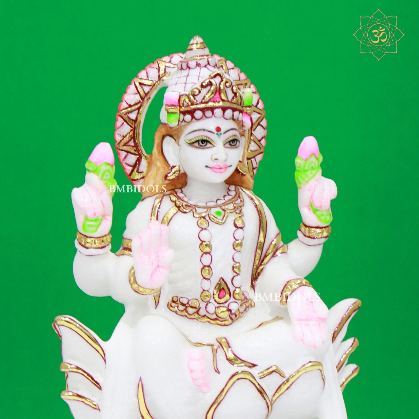 White Marble Ganesh Lakshmi Statue in Makrana Marble in 9inches