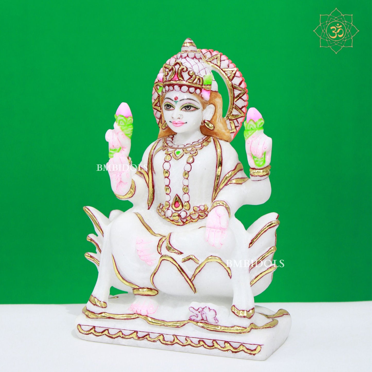 White Marble Ganesh Lakshmi Statue in Makrana Marble in 9inches